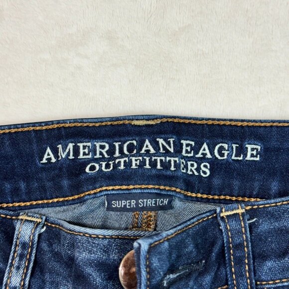 American Eagle Jeans Blue Distressed Casual Super Low Jegging Women's Size 6 - Picture 4 of 14